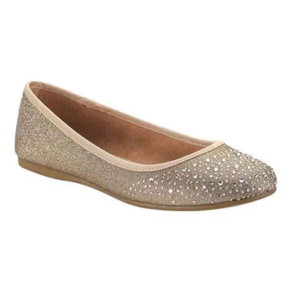 Style & Co Rhinestone Glitter Ballet Flats 9 Gold - Picture 1 of 6